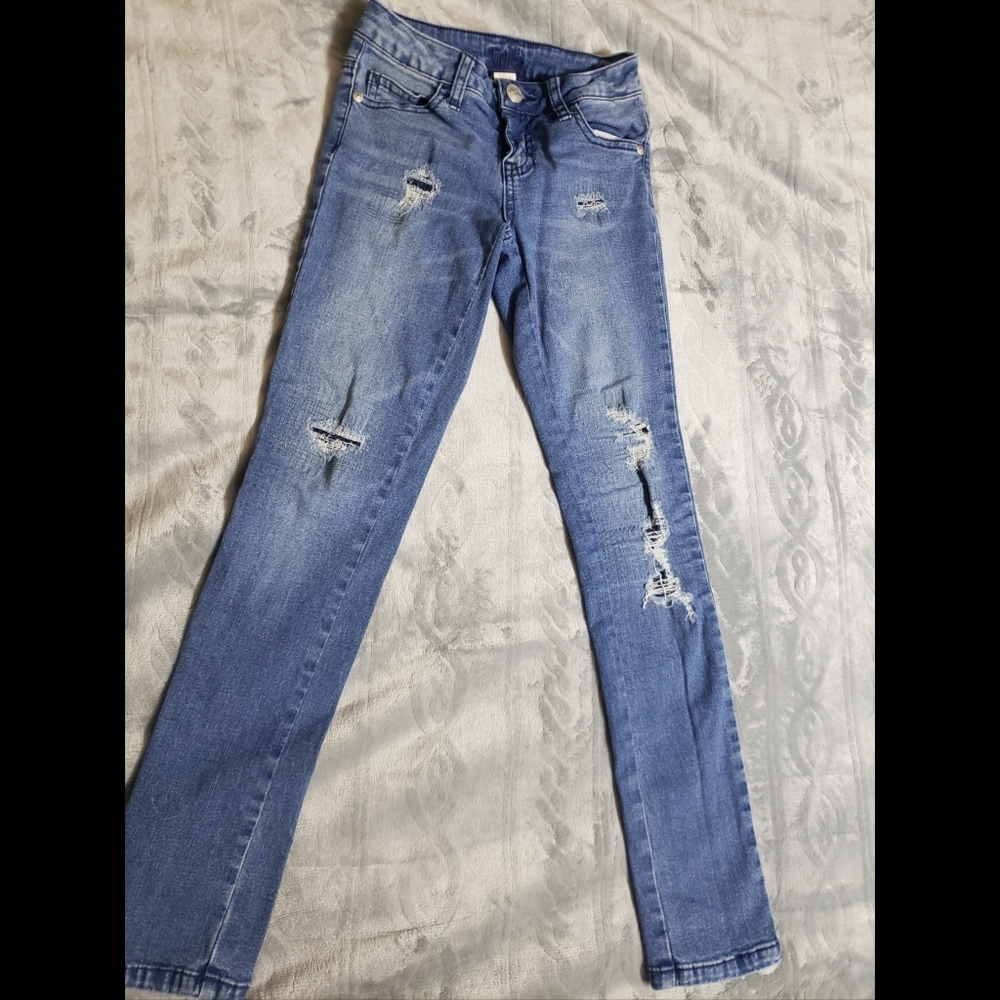 Justice Distressed Skinny Jeans Girls sz 10 Slim